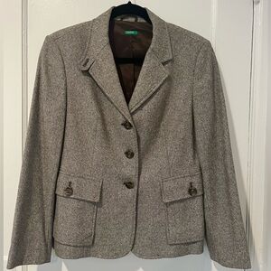 Excellent Used Condition! Benetton Wool Jacket Tan/Beige Lined Size Italy 44